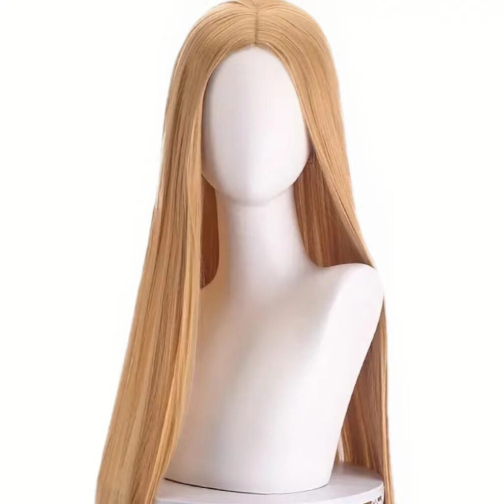 Unisex Brown (Light ) Long Straight Middle Part Cosplay Wig Natural Full Head Hairpiece