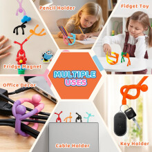 Houbobo Magnetic Fidget Travel Toys for Kids Age 3-8 Year Old, 12Pcs Multipurpose Magnets Men Set for Travel, Airplane Play, Refrigerator, Desk, Sens