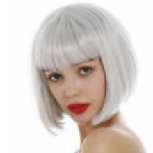(White) Colorful Anime Bob Wig with Full Bangs, Short Bobo Halloween Wig