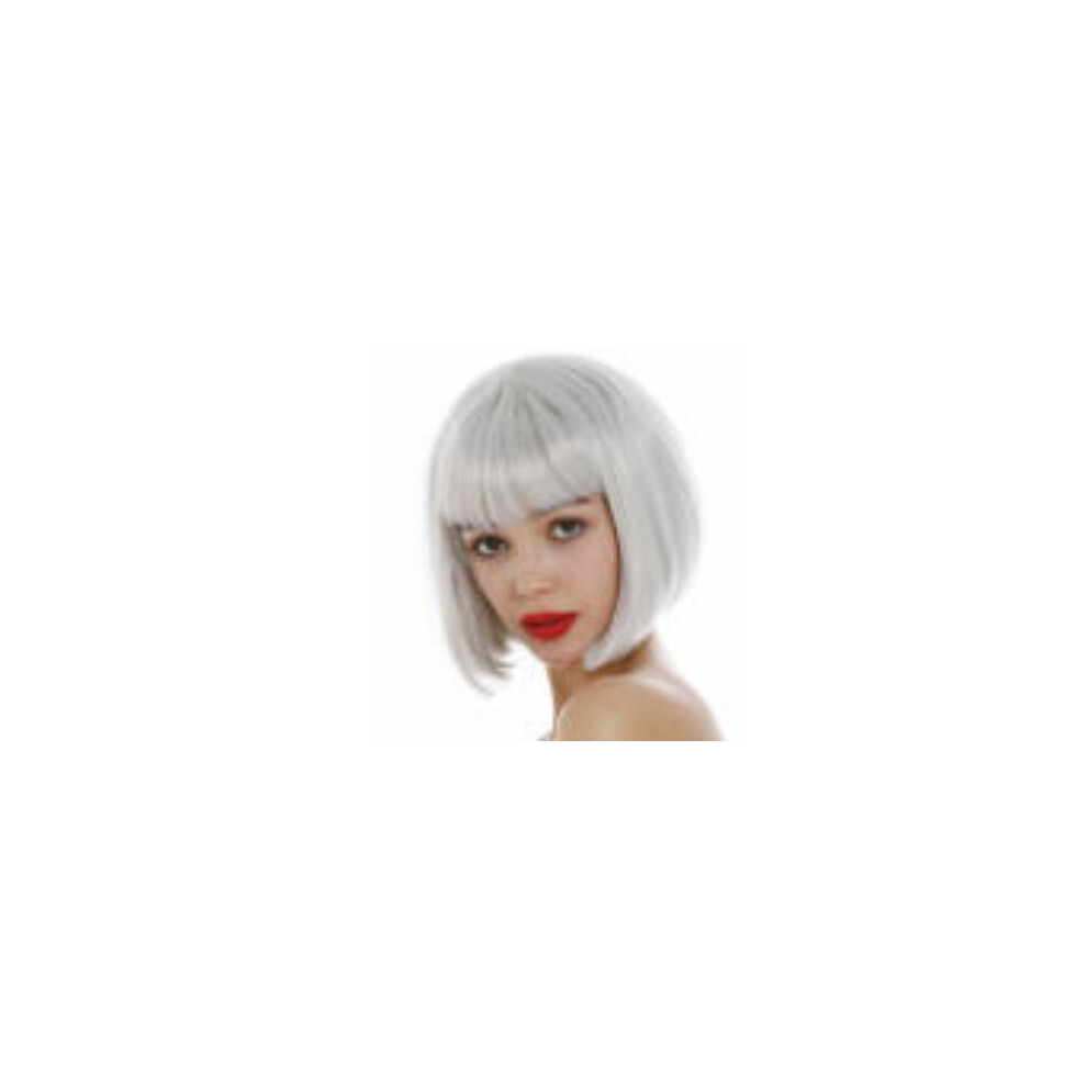 (White) Colorful Anime Bob Wig with Full Bangs, Short Bobo Halloween Wig