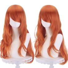 (Orange) Peruka do cosplayu anime, 75 cm długości, kręcone, falowane włosy syntetyczne, wielokolorowa, unisex