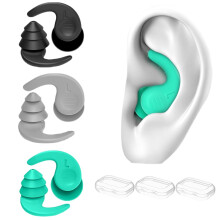 3 Pairs Swimming Ear Plugs for Adults，Silicone Waterproof Reusable Swim Earplugs