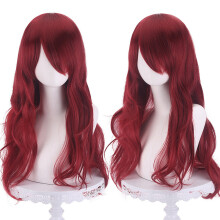 (Burgundy) Anime Cosplay Wig, 75cm Long Curly Wavy Synthetic Hair, Multi-Color Unisex Style