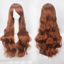 (Light Brown) Cosplay Wig Colorful Anime Wig Button Net High-Temp Silk 80CM Long Curly Hair Universal