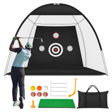 SUNNYNEST Golf Practice Net with Hitting Mat and Balls, 10x7 FT Training Aid Set for Indoor Outdoor Backyard Driving Chipping