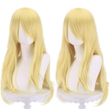 (Light Gold) Anime Cosplay Wig, 75cm Long Curly Wavy Synthetic Hair, Multi-Color Unisex Style