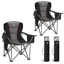 ALPHA CAMP Oversized Camping Folding Chairs Heavy Duty Camping Chair Support 450 LBS Padded Camp Chair for Adults with Carry Bag and Cooler Bag Porta