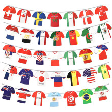 BBLIKE World Cup Football 2026 Flags Bunting, 50ft/15m, 48 Qualified Countries Jersey Bunting for World Cup Decorations, Double Sides Bunting for Res