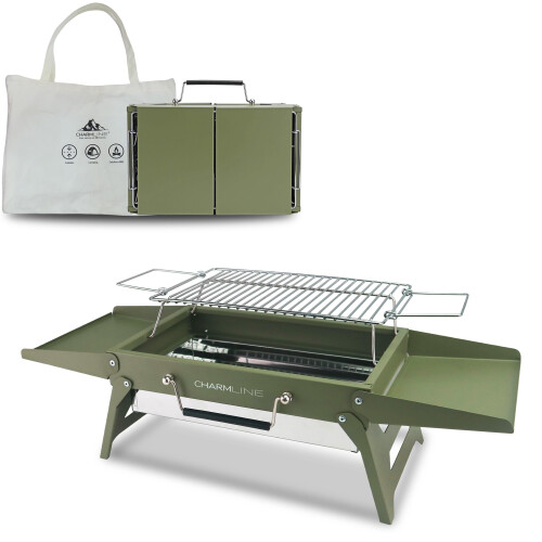 Charmline 34 x 23 cm Portable Charcoal BBQ Grill, Foldable Compact