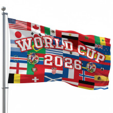 World Cup Football 2026 Flags 5ft X 3ft With Eyelets Large International Flags Football Decoration for Table Wall Garden Street Indoor Outdoor Party