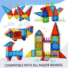 SUNNY AUNTIE Magnetic Tiles 100 PCS with 2 Cars, Magnetic Tiles for Kids & Toddlers, Toy for 3 4 5 6 7 8 Year Old Boys & Girls, Gift Box
