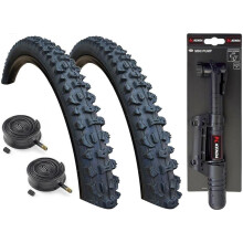 Kenda Smoke 26 x 2.10 Mountain Bike Tyres with Schrader Valve Inner Tubes (PACK OF 2) + MINI PUMP
