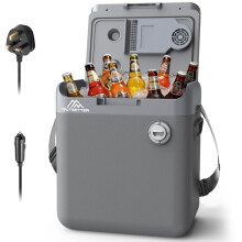 30L Electric Cool Box with Shoulder Strap, 12V Car Plug & 220-240V Mains, Hot & Cold Coolbox, Large Insulated Plug in Cooler Box, Durable Portable Co