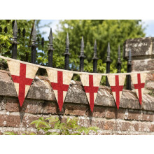 Vintage England Flag Bunting Banner, 5 Meter Cotton Garland with 10 Double-Sided English Flags, St. George’s Cross Party Decoration for St. George