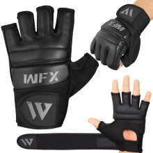 WFX Punch Bag Boxing Gloves Karate Mitts MMA Body Combat Taekwondo Training Martial Art Fighting Grappling Muay Thai (Jet Black, L)