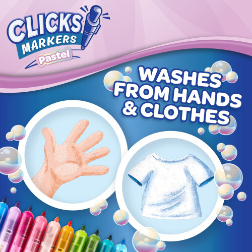 Crayola CRAYOLA Clicks - 10 Washable Retractable Capless Felt Tip Pens Pastel 2