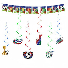 7 Pcs World Cup Football 2026 Football Banner Hanging Swirls Decorations Soccer Colorful Party Office Homes Happy Birthdays For Fans Events Sports Ba