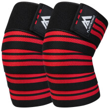 flintronic Knee Wraps for Weightlifting, 1 Pair Heavy Duty Elasticated Knee Support, Squatting Knee Support for Gym Workout, Powerlifting, Fitness, L