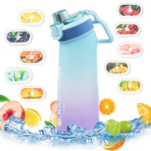 Fychuo Water Bottle, 700ml BPA Free Drinking Bottles with 10 Random Flavour Pods Scented 0 Sugar Calorie, Water Cup with Straw for Gym School Outdoor
