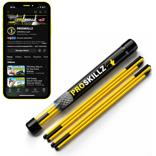 PROSKILLZ UK PRO Golf Alignment Sticks – 2-Pack Collapsible Golf