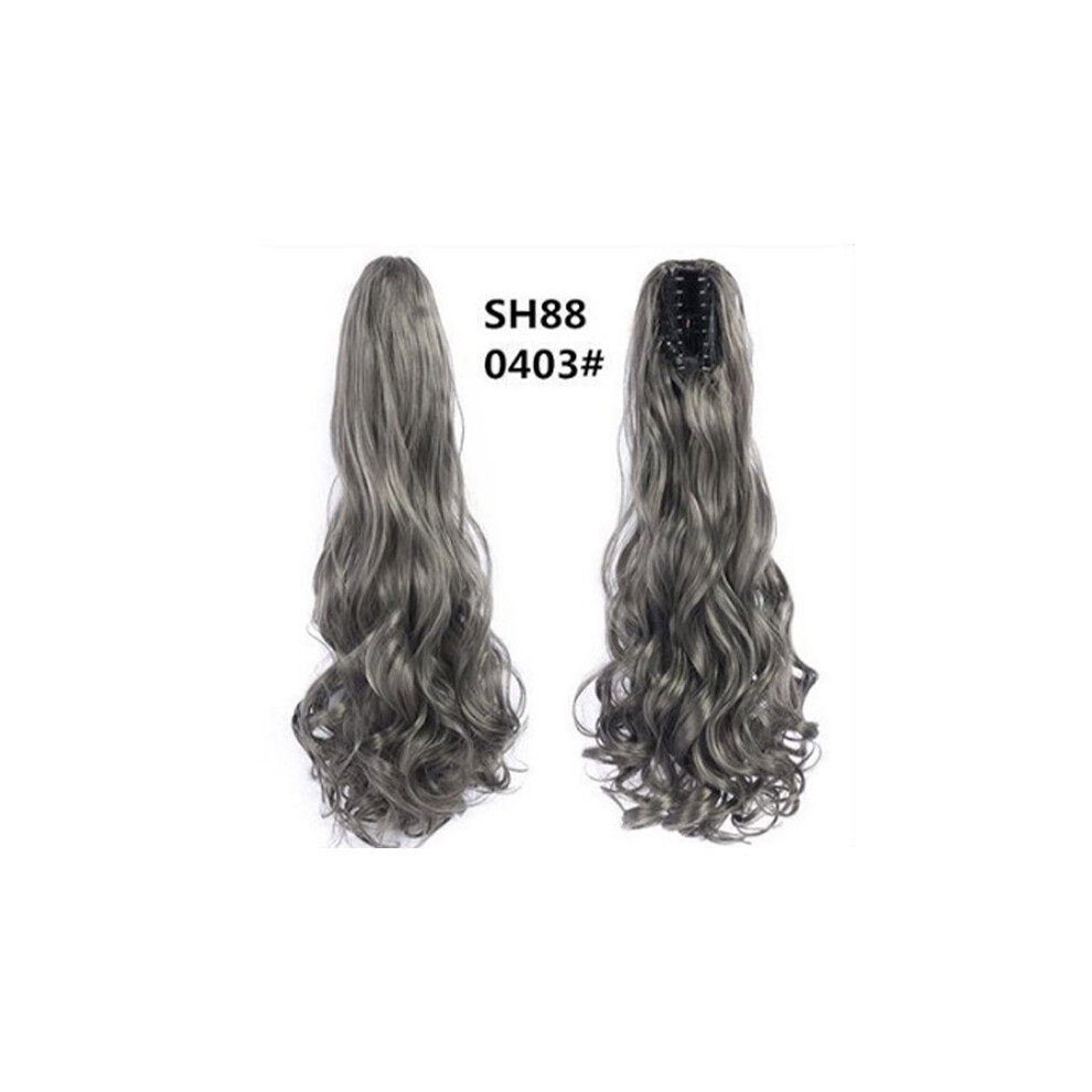 Inf Unisex Gray Long Curly Ponytail Hair Extension Clip Compatible With High-Temperature Fiber Model 9
