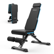 MERACH Adjustable Weight Bench, 990LBS Fast Folding Weight Benches for Home Gym, Workout Bench with Extended Head Support