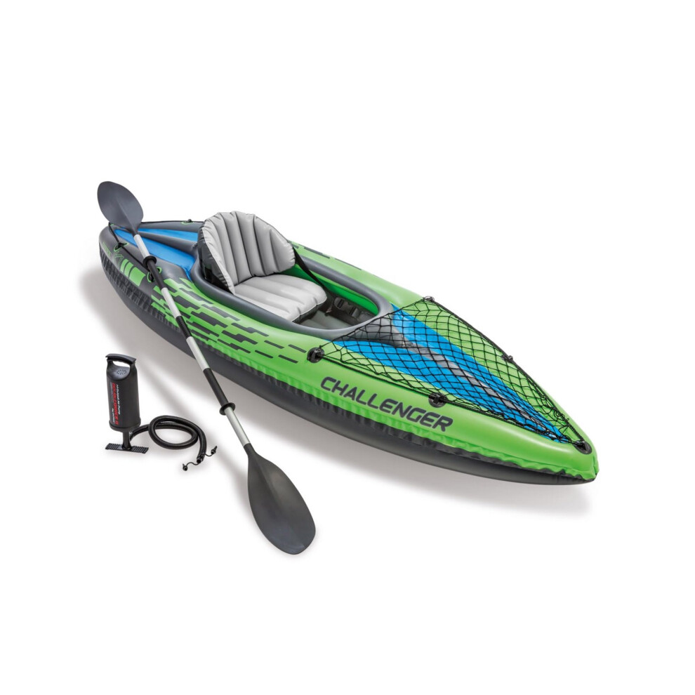 Intex """Intex Challenger K1 Kayak, One Person Inflatable Kayak Set Canoe With 84"""" Aluminum Oars And High-Output Hand Pump, Measures 274 X 76 X 33 Centi