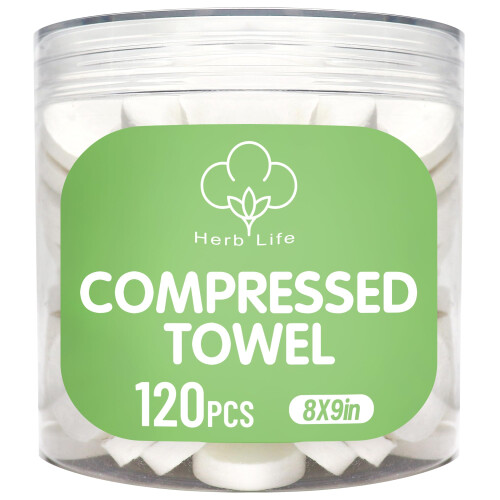 Herb Life 120 Pcs Compressed Towels, Disposable Face Compressed