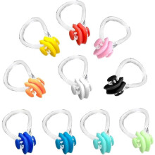 LAWALEISHE 10 Pcs 10 Colors Nose Clips Swimming, Waterproof Silicone Nose Plugs Reusable Waterproof Training Swim Nose Protector Plug for Kids Adults
