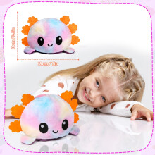 Thedttoy Reversible Axolotl Plush Cute Plush Toy Happy Angry Mood Changing Axolotl Gifts Show Your Mood Without Saying A Word Colorful & Purple