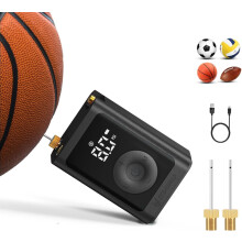 ETENWOLF Electric Ball Pump Inflation & Deflation 0.14-1.17 Bar, Football Pump with Precise Pressure Gauge, Rechargeable Air Pump for Balls, Soccer B