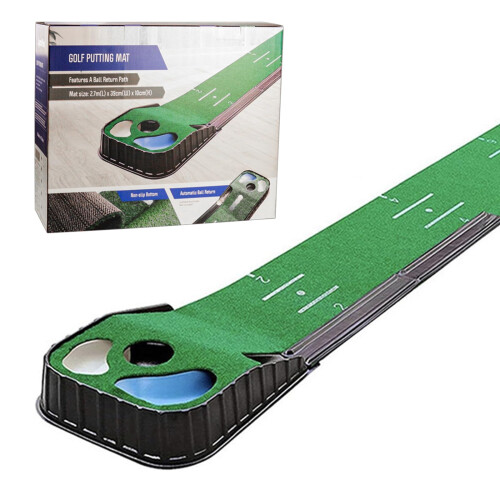 Golf Putting Mat Set 270cm x 39cm + Return Path in Gift Box Indoor