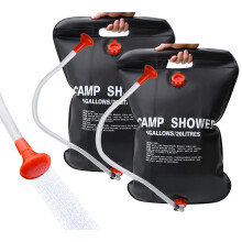 LFSEMINI Solar Shower Bag, 2 Pack 5 Gallons/20L Camping Shower Bag, Portable Shower Bag with Removable Hose and On-Off Switchable Shower Head for Cam