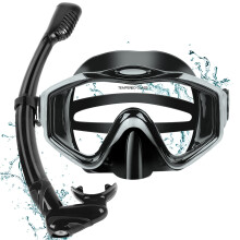 KUYOU Snorkeling Gear for Adults, Dry Top Snorkel Set 180 Panoramic View Snorkel Mask Set, Anti-Leak and Anti-Fog Diving Mask with Mesh Bag for Snor