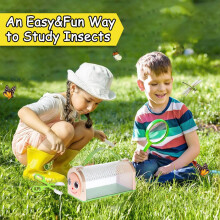Bug Catcher Kit for Kids,Critter Habitat Box for Indoor/Outdoor Insect Collecting,Includes Carrying Handle and Easy-Access Door,with Bug Tong,Tweezer