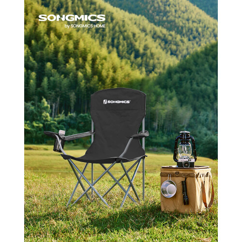 Songmics SONGMICS Set of 2 Folding Camping Chairs, Comfortable, Heavy Duty Structure, Max 1