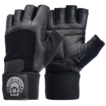Weight Lifting Gloves - Soft Leather Gym Gloves With Wrist Support + Double Stitched Fingers And Palm - Breatheable Mesh Lycra On Back + Easy Open Fi