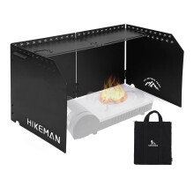 HIKEAMN Gas Stove Windshield - Folding Camping Stove Windshield Cooker WindScreen With a Storage Bag for Camping,Hiking,Picnic,Cooking(Black)