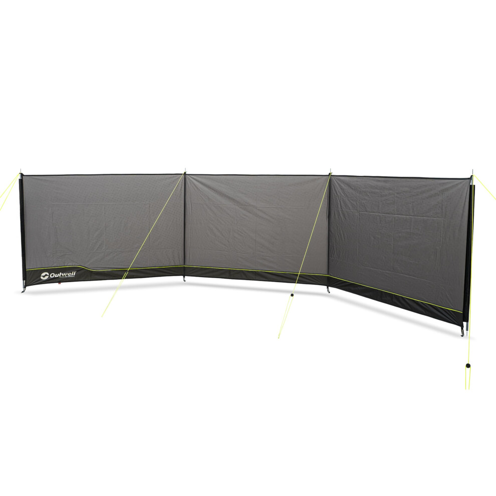 Outwell Camping Windbreak - 5M X 1.25M Steel Pole Windscreen Privacy Shelter For Tent Caravan Awning Beach Garden With Luminous Guy Lines, Ground Spi