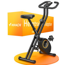 MERACH Folding Exercise Bike, Home Trainer with LCD Display, 16-Level Magnetic Resistance Foldable Stationary Exercise Bike, Comfortable Seat, Space-