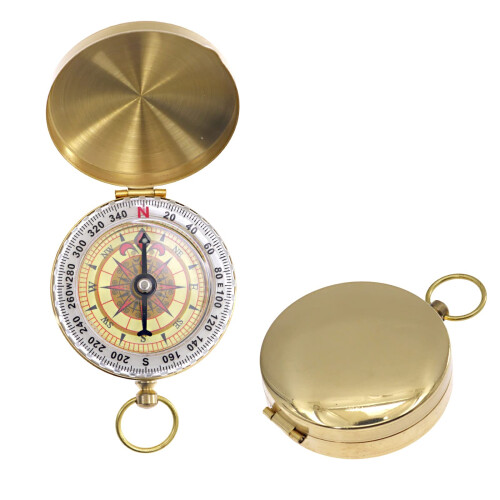 DBOO Gold Brass Compass for Navigation, Waterproof, Luminous,