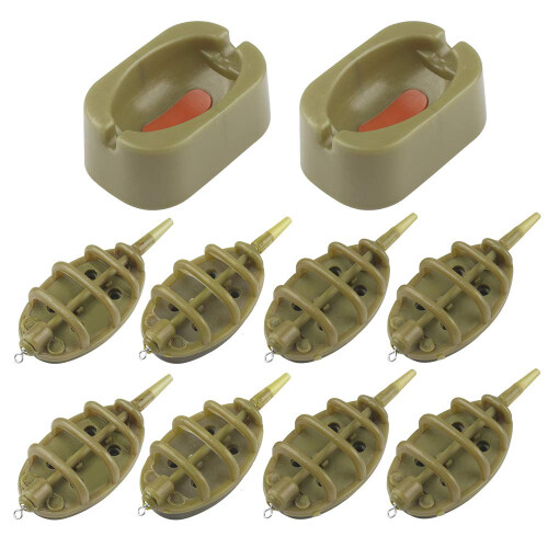 10 Pieces Fishing Inline Feeders, Brown Inline Method Feeders Quick