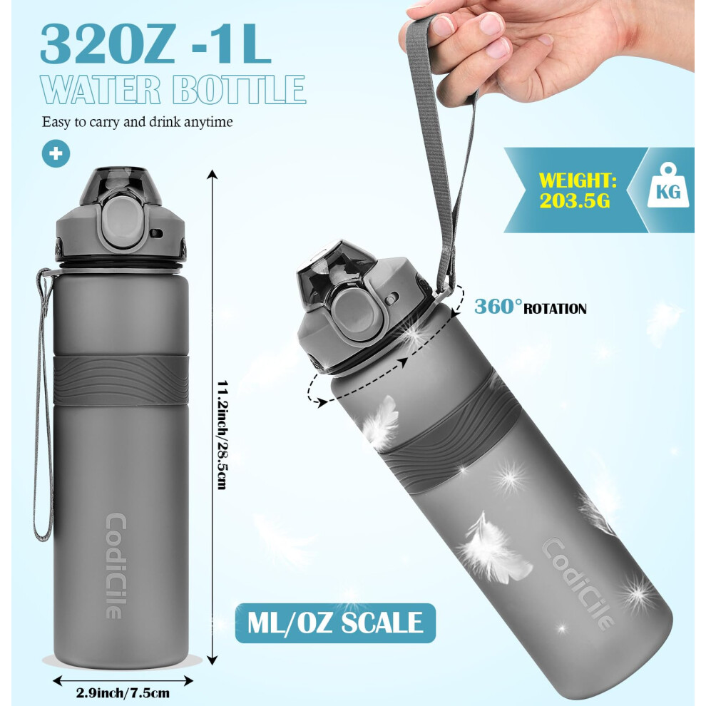 Photos - Climbing Gear CodiCile Water Bottle, BPA Free 1l Water Bottle Leak Proof Drinks Bottle, Large Sports Bottle Great for Gym, School, Office