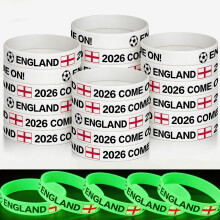 YESAH 20 Pack Silicone Wristbands for 2026 World Cup Decors,Glow in The Dark "COME ON England" Elastic Wristbands Fan Merchandise,Personalised Gift f