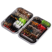 Bassdash Fly Fishing Assorted Flies Kit, Pack of 64 pcs Fly Lure Including Dry Flies, Wet Flies, Nymphs, Streamers, Terrestrials, Leeches and More, w