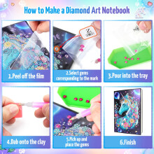 Unicorn Gifts for Girls 5 7 8 9 Year Old, Craft Kits for Kids Age 6 8 10 12 Diamond Painting Kit Unicorns Notebook Toys for 7-11 Year Olds Girls Birt