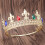 (Silver Red) Retro Baroque Crown with Gold Gun Tip & Diamond Round Design, Movable Back 2
