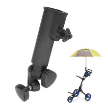Qinsky Golf Umbrella Holder,Golf Push Cart Umbrella Holder Adjustable Trolley Cart Umbrella Holder Plastic Golf Push Trolley Umbrella Holder Black for
