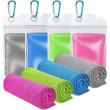 VAKKI Cooling Towel 4 Pack A (40"x12"), Ice Cold Sports Sweat Towels for Coolings Scarf Neck,Forehead, Wristband, Bandana, Stay Cool from Over He