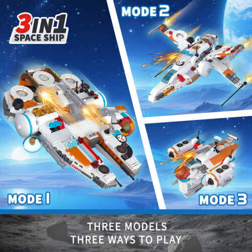 (Space Jet,without box)Space Jet Deformation 3 in 1 Model Building Block Space Vehicle Creative Set 1